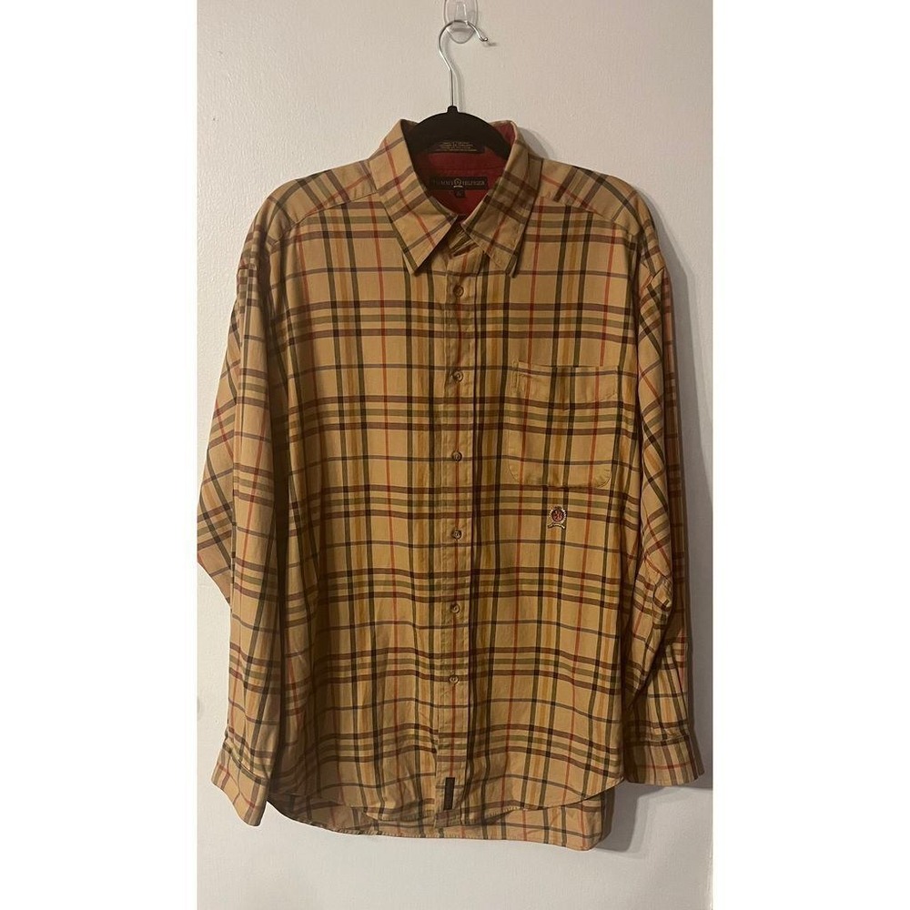 Tommy Hilfiger Men's Long Sleeve Plaid Button Up Shirt Size L‎